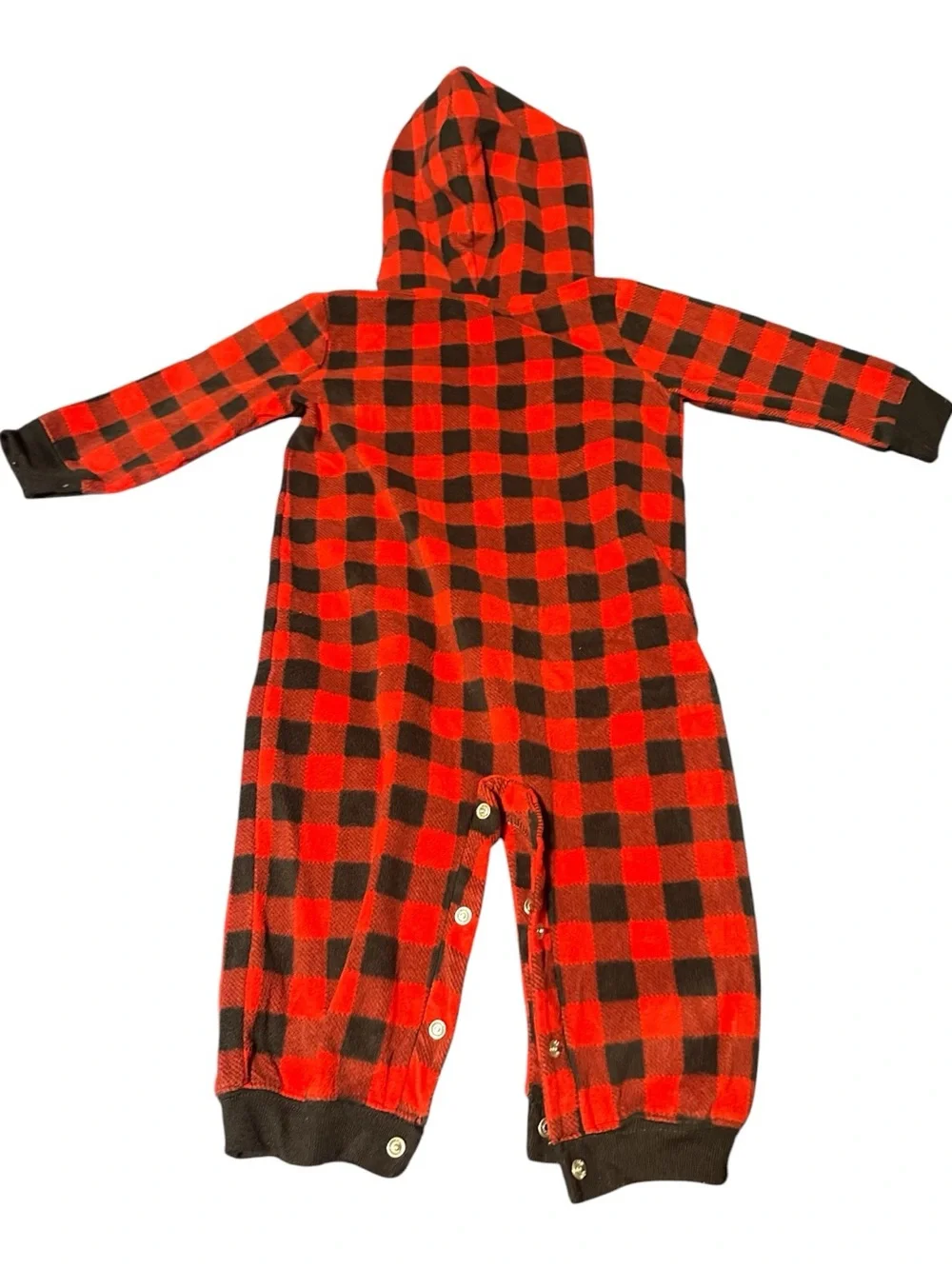 Just one you- carters baby boy buffalo plaid hooded fleece romper jumpsuit